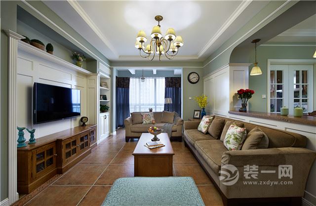 慈溪复地御上海三室两厅145平米美式装修案例效果