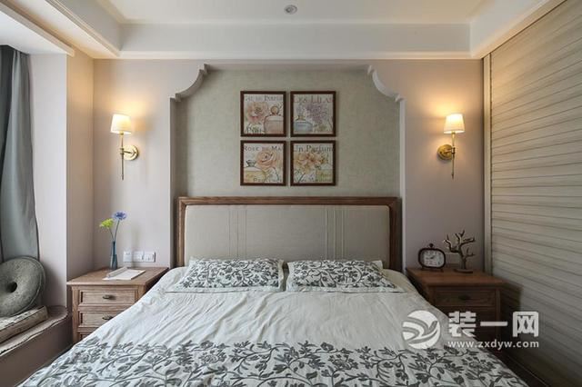 武汉保利时代115平三居室美式风格卧室装修实景图