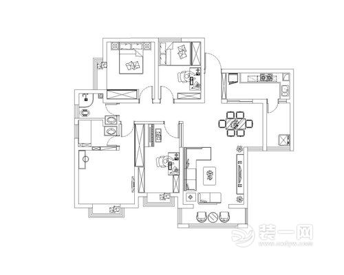 三室两厅142平米装修设计户型图