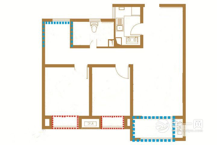 88平米两室两厅装修平面图