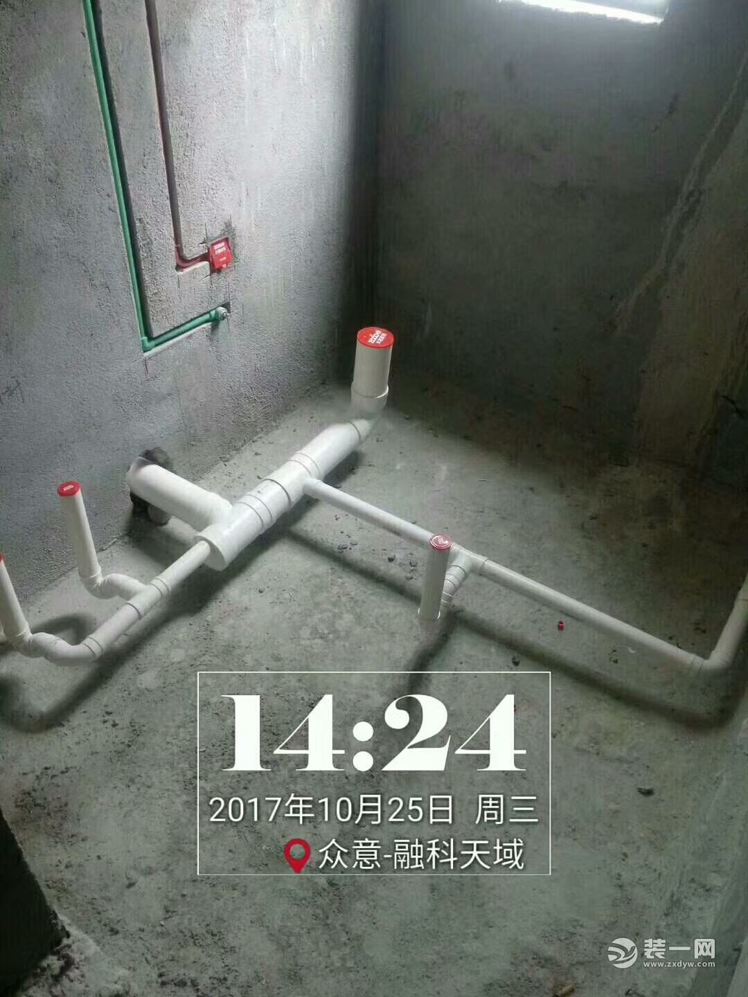 武汉众意装饰公司融科天域装修工地水电施工现场