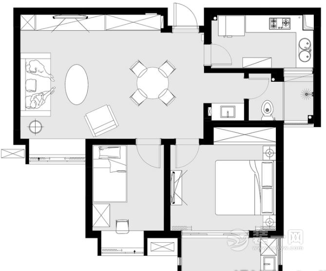 两居室房屋户型图