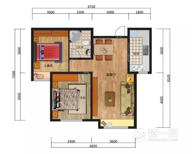 80平米两居室户型图