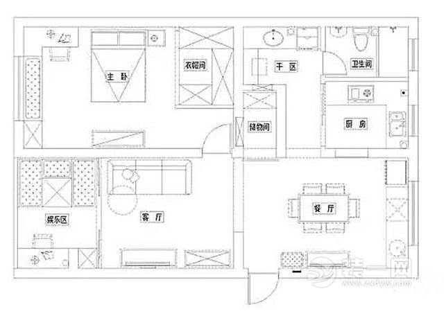 80平米两居室户型图