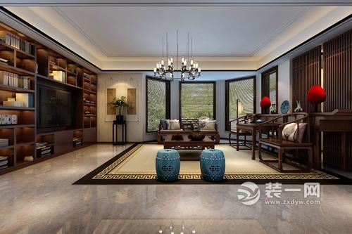绍兴200平米中式风格别墅装修案例客厅图片