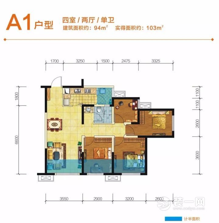 103平米欧式风格装修平面图