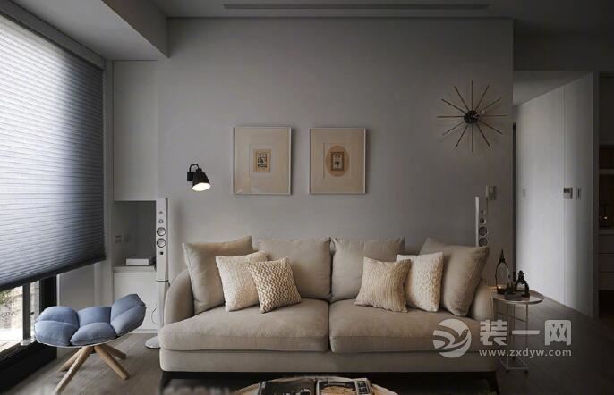 沙发背景墙装修效果图 90平米装修案例 两室一厅装修效果图 现代简约风格装修效果图