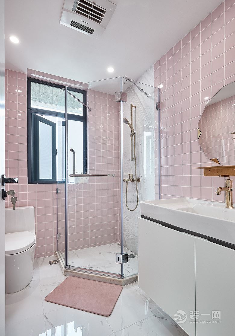 宁波89平米粉色治愈系两居室设计案例浴室图