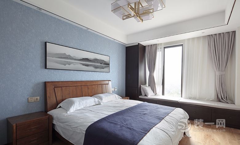 绍兴138平米新中式风格四居室设计卧室