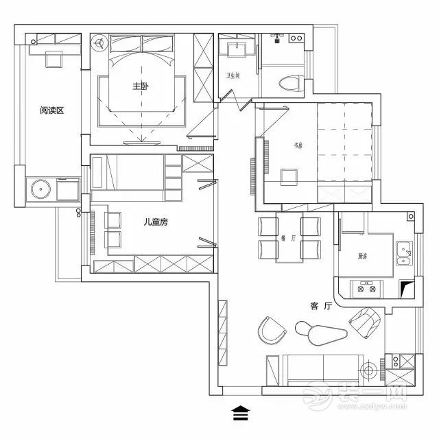 90平米三室两厅户型图