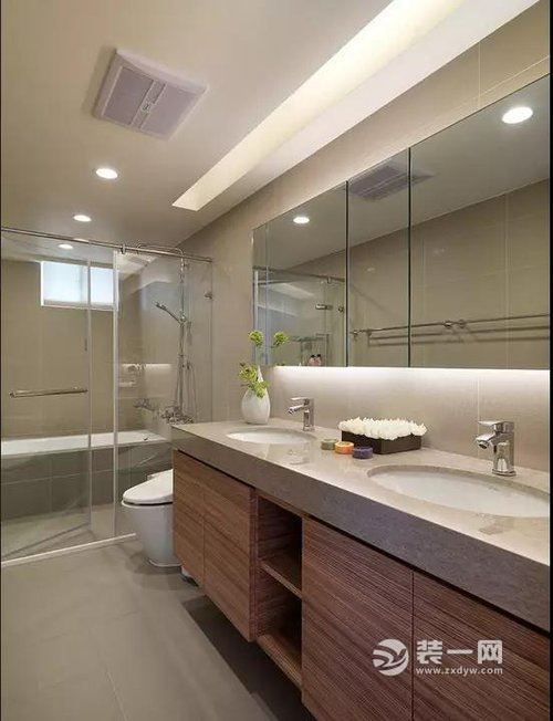 湖州130平三房原木现代风格设计浴室图