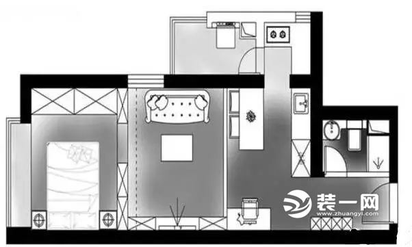 51平米单身公寓户型图