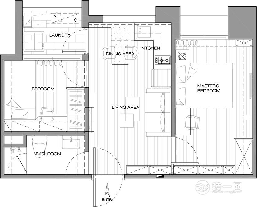 40平米两居室户型图
