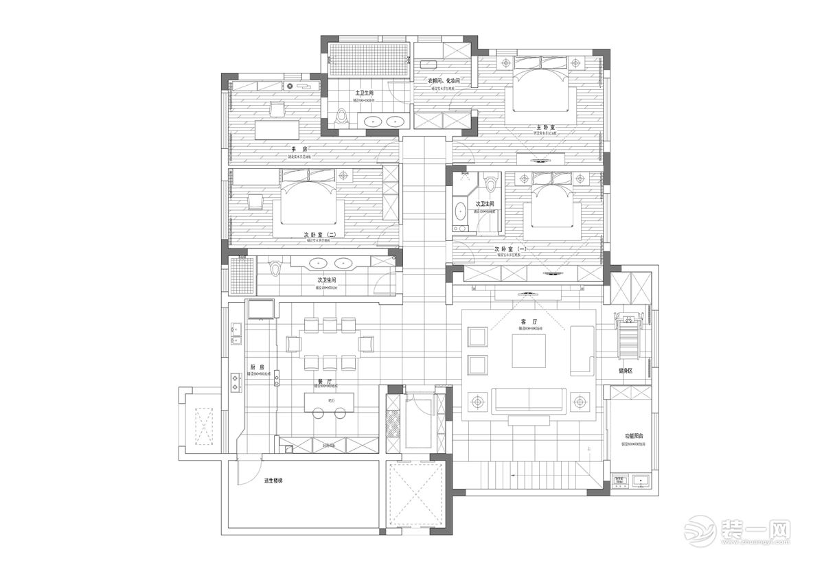 南京景枫法兰谷185平米装修平面布置图