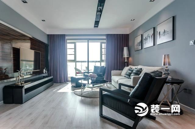 武昌区融侨城89平两居室现代工业风格客厅装修实景图