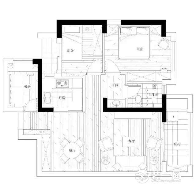 82平米三居室户型图