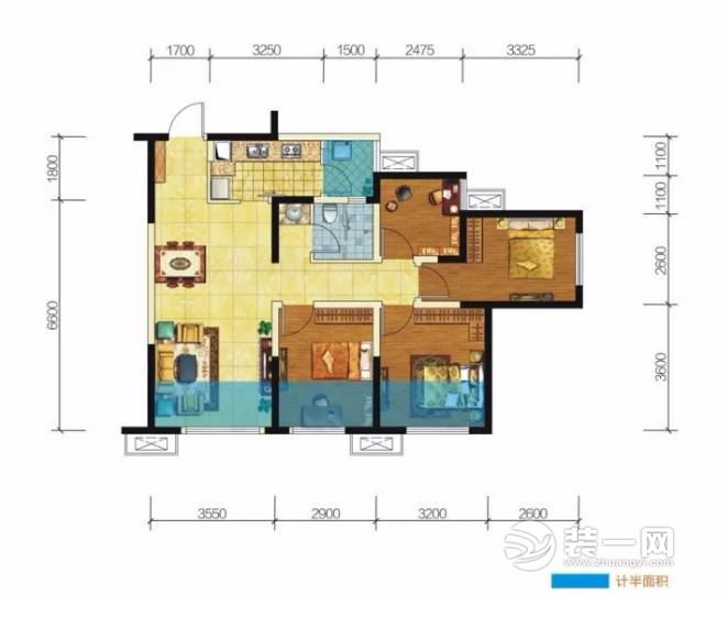 100平米四室两厅户型图