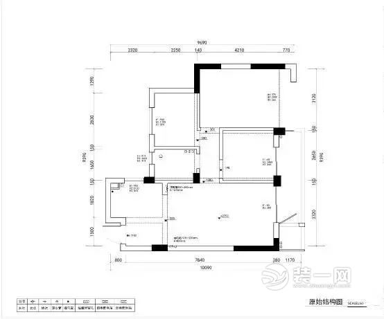 89平米三居室原始户型图