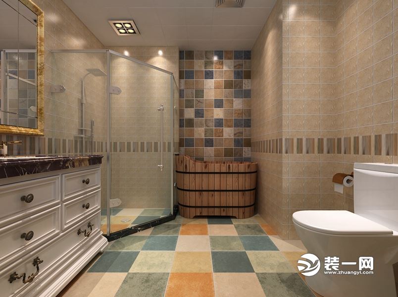 合肥玫瑰园高层169平米美式风格卫浴间装修效果图