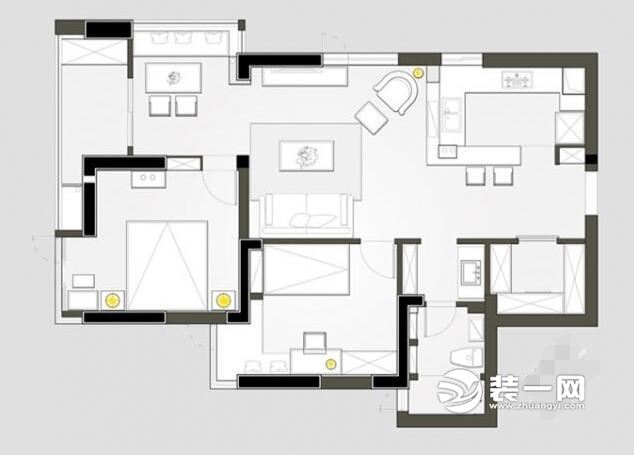 100平米两居室户型图
