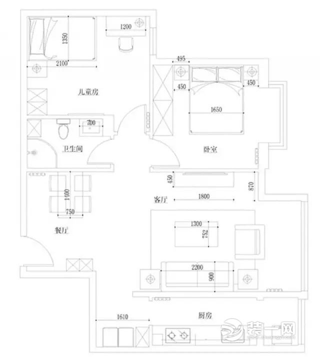 天津同方阚和平两室一厅户型图