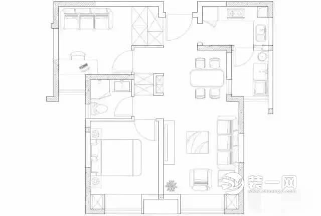 80平米两居室户型图