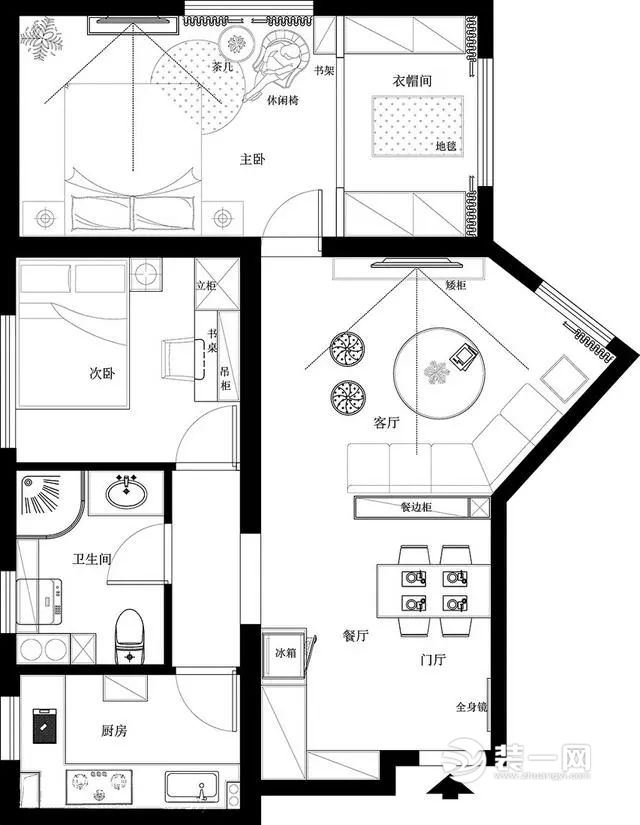 78平米两居室户型图