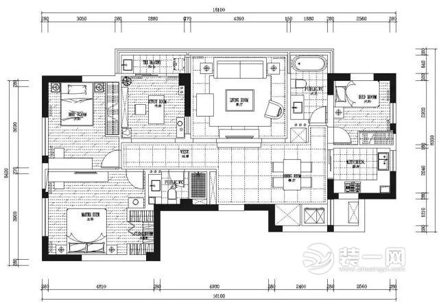 138平米四室两厅户型图