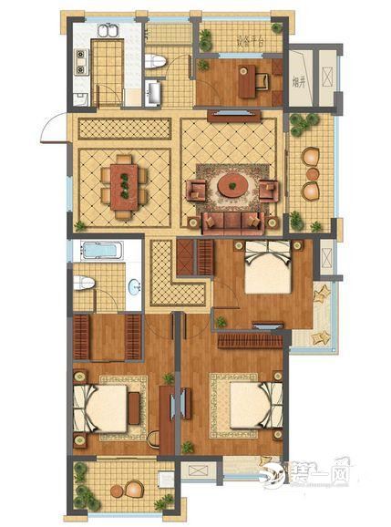140平米四室两厅港式风格装修设计效果图