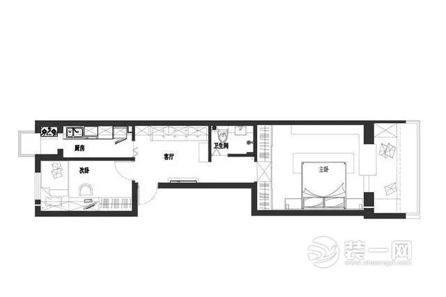 66平米两居室户型图