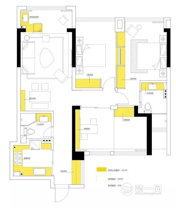 110平米三居室户型图