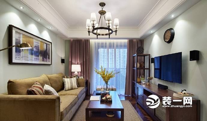 武汉十里新城三居室现代欧式风格客厅装修实景图