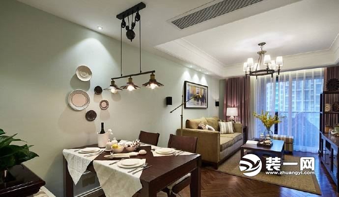 武汉十里新城三居室现代欧式风格客餐厅装修实景图