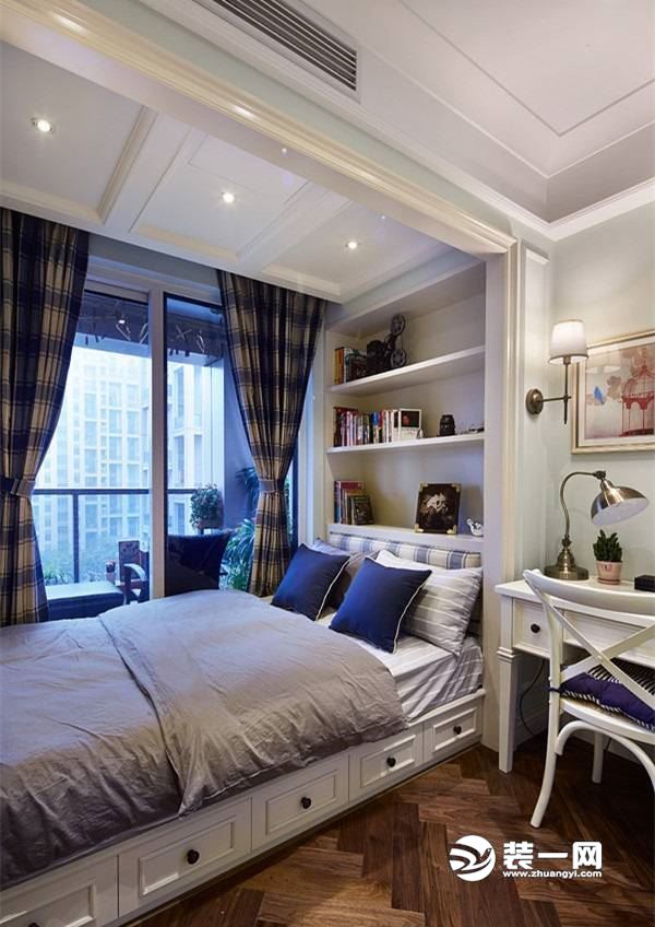 武汉十里新城三居室现代欧式风格次卧室装修实景图