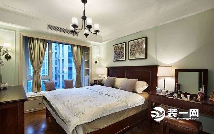 武汉十里新城三居室现代欧式风格主卧室装修实景图