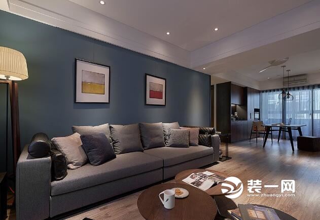 现代简约风格蓝色调两居室装修效果图