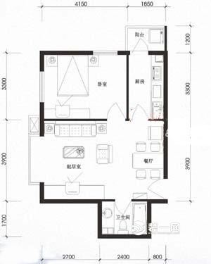 一室一厅日式风开放式设计实景图