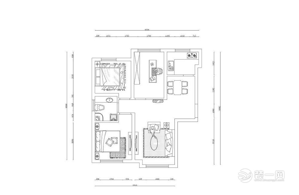 天津金侨公园壹号93平米三居室户型图