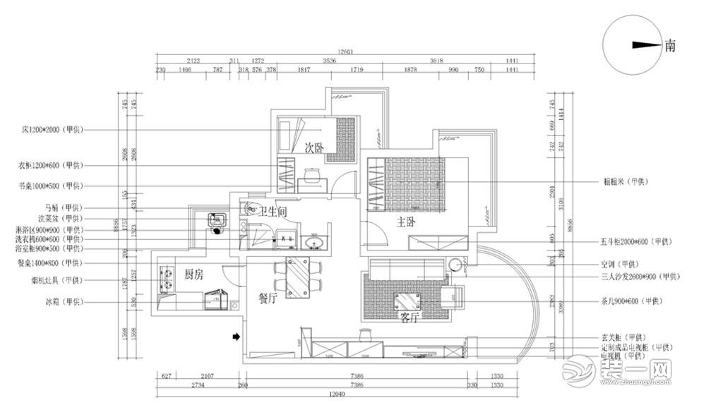天津滨海新城91平米两室两厅户型图