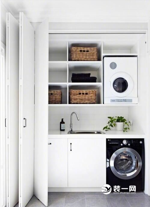 滚筒洗衣机上方空间利用 洗衣机柜效果图