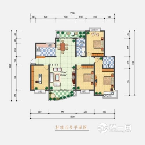 三室两厅大户型空间装修实景图