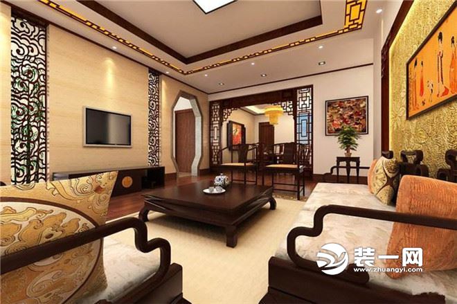 新中式风格客厅装修设计图