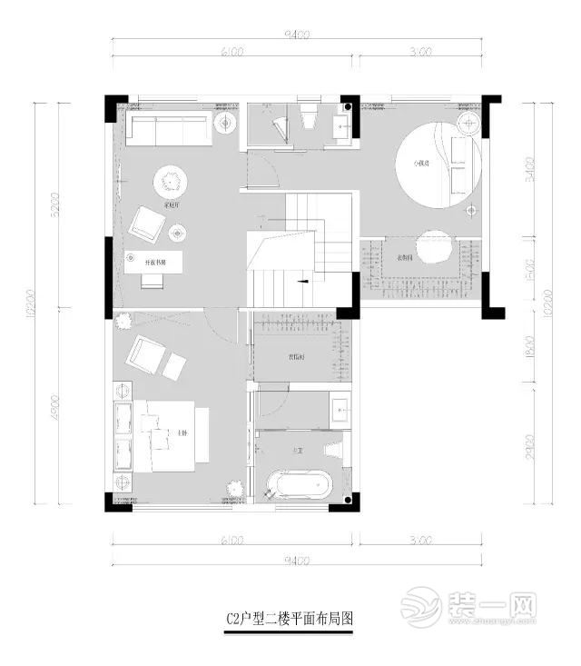 C2户型二楼平面布局图