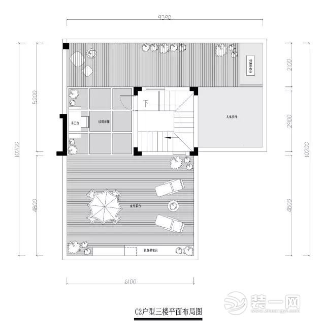 C2户型三楼平面布局图