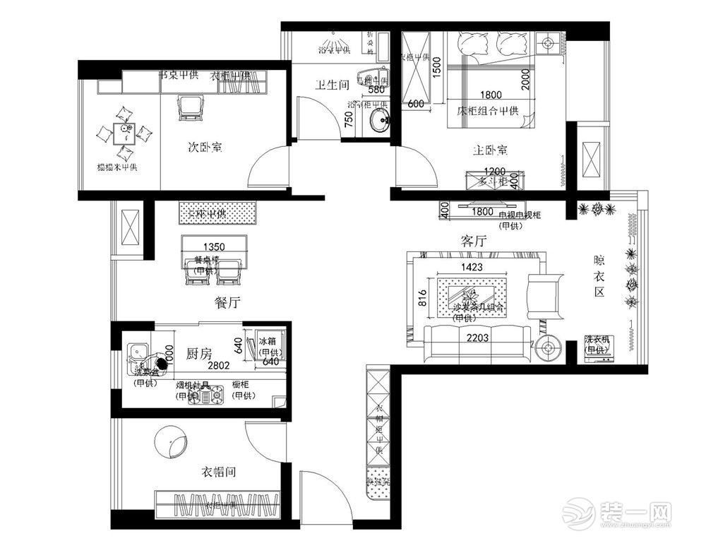 天津南奥九策三居室户型图