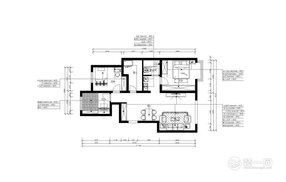 天津东丽万科城三居室户型图