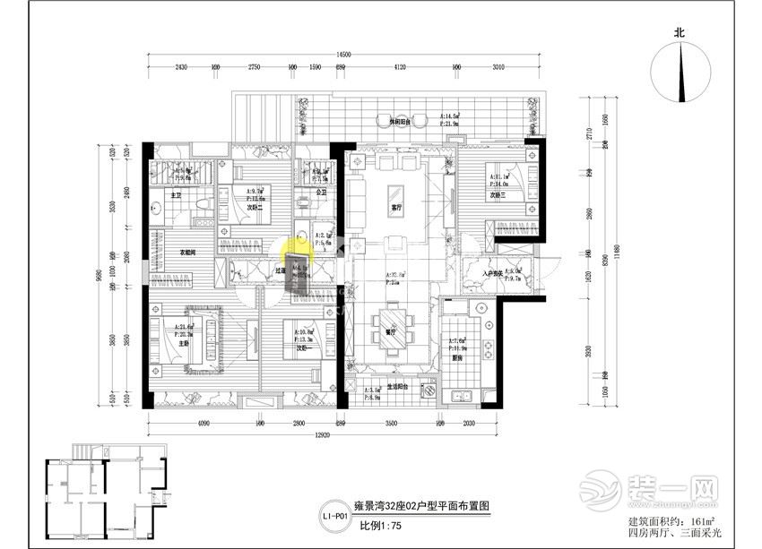 佛山名雕装饰雍景湾户型平面图