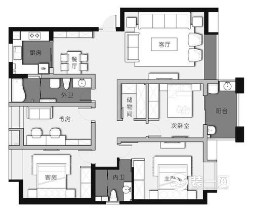 170平米简欧风格三居室设计案例