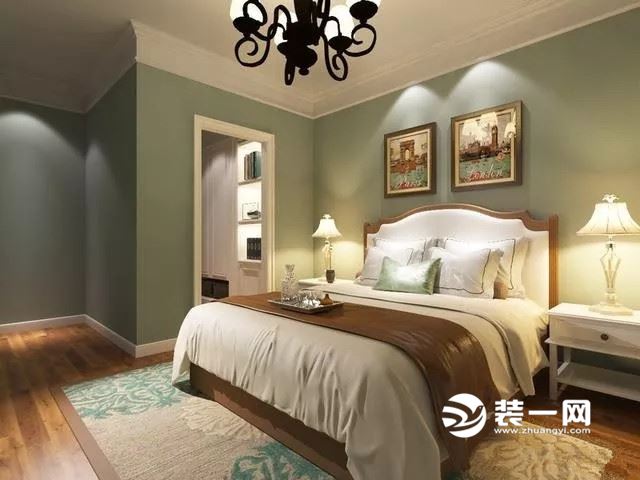 110平美式风三居室装修效果图——卧室