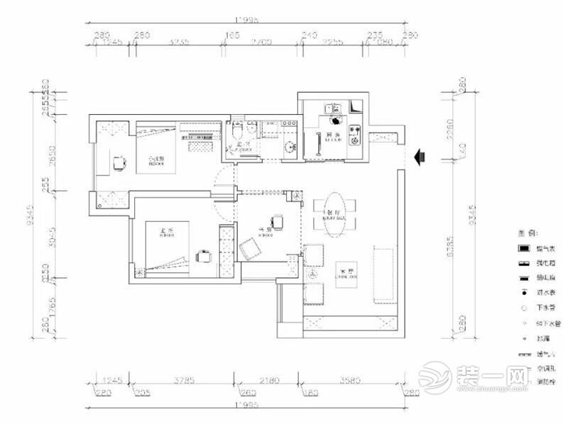 89平米户型图 武汉业之峰装修公司新中式风格装修案例